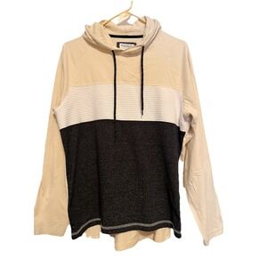 Men's Distortion Color block Hooded Long Sleeve Tshirt Large